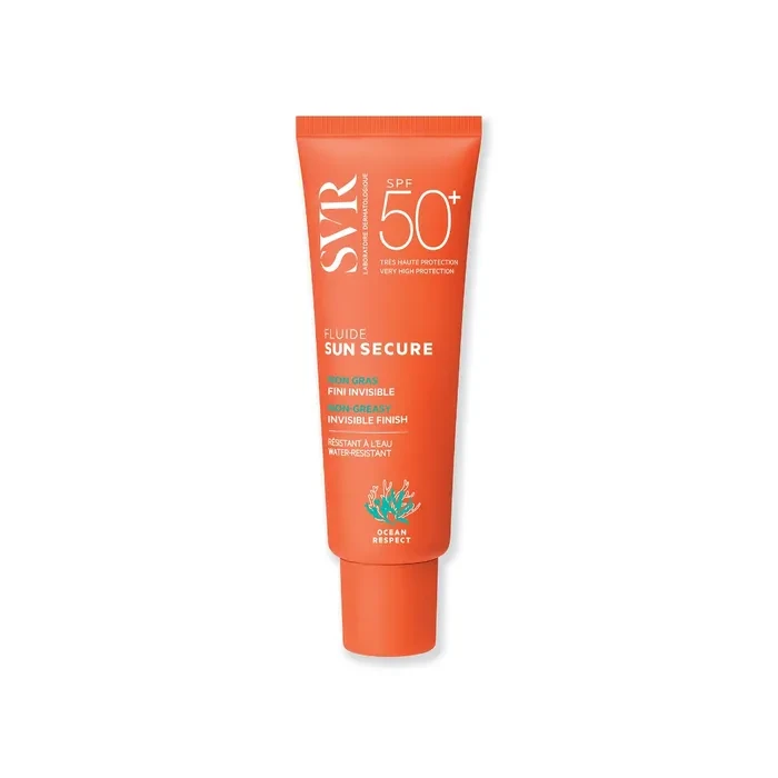 SUN SECURE - Fluide Solaire Non Gras Fini Invisible SPF50+ - Visage - Peaux Normales à Mixtes