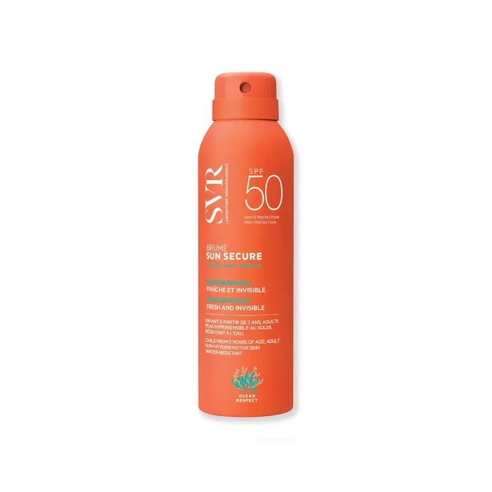 SUN SECURE - Brume Solaire Fraîche et Invisible SPF50 - Visage et Corps - Peaux Hypersensibles au Soleil